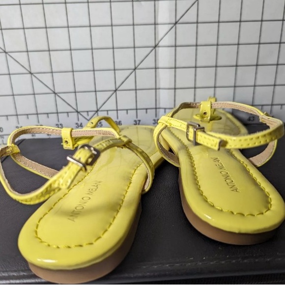 NEW Size 7.5M Womens Antonio Melani Ankle Strap Flats Sandals Lime - Picture 6 of 7